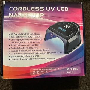 Cordless UV LED portable nail lamp